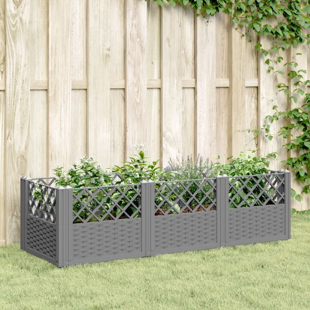 Garden Planter with Pegs Light Grey 123.5x43.5x43.5 cm PP