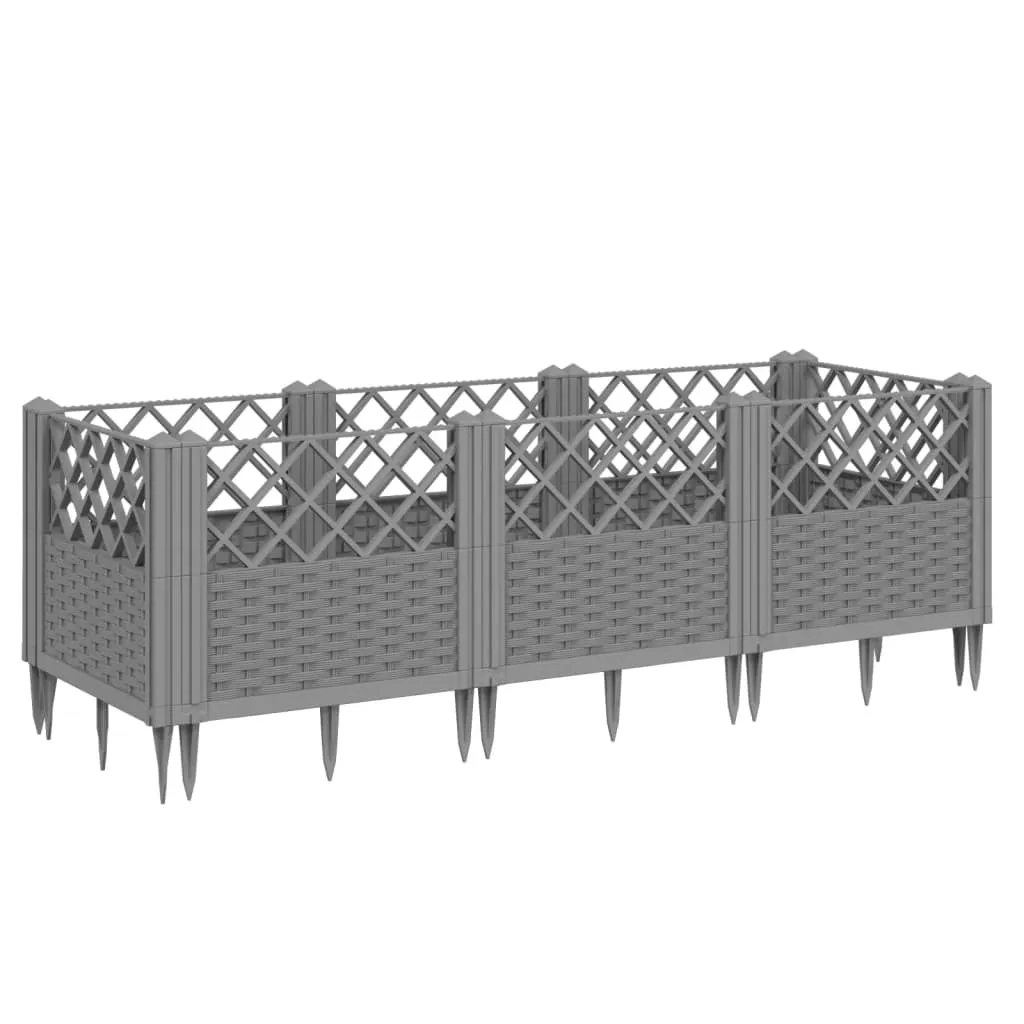 Garden Planter with Pegs Light Grey 123.5x43.5x43.5 cm PP