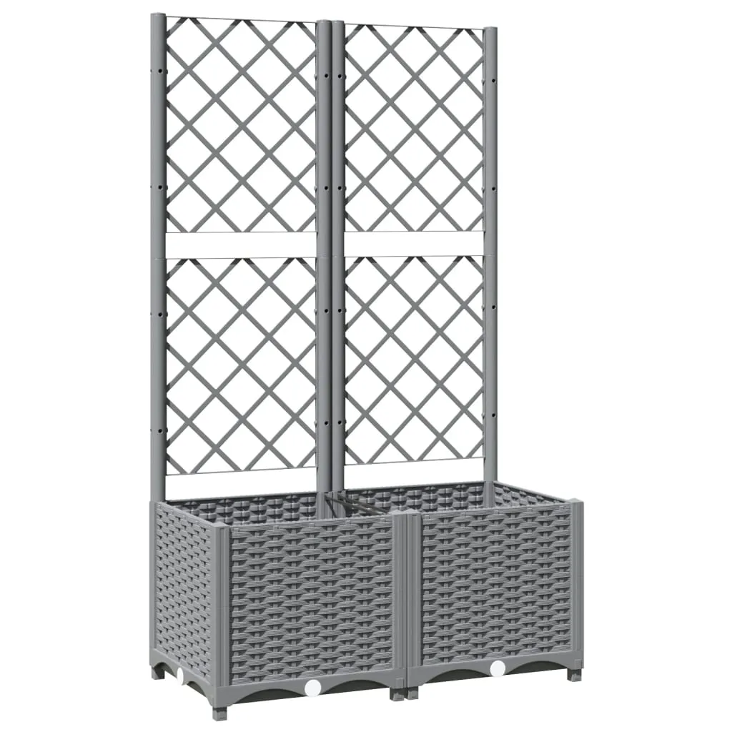 Garden Planter with Trellis Light Grey 80x40x136 cm PP