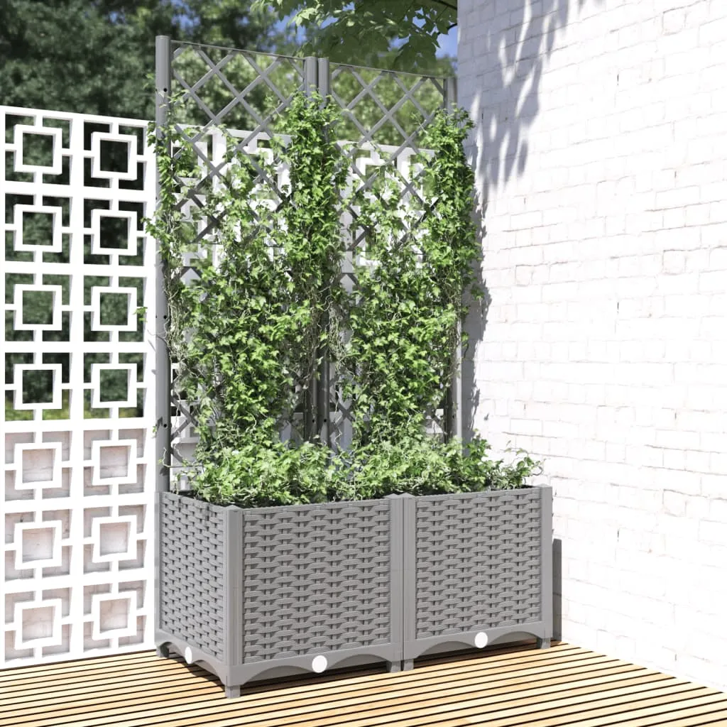 Garden Planter with Trellis Light Grey 80x40x136 cm PP