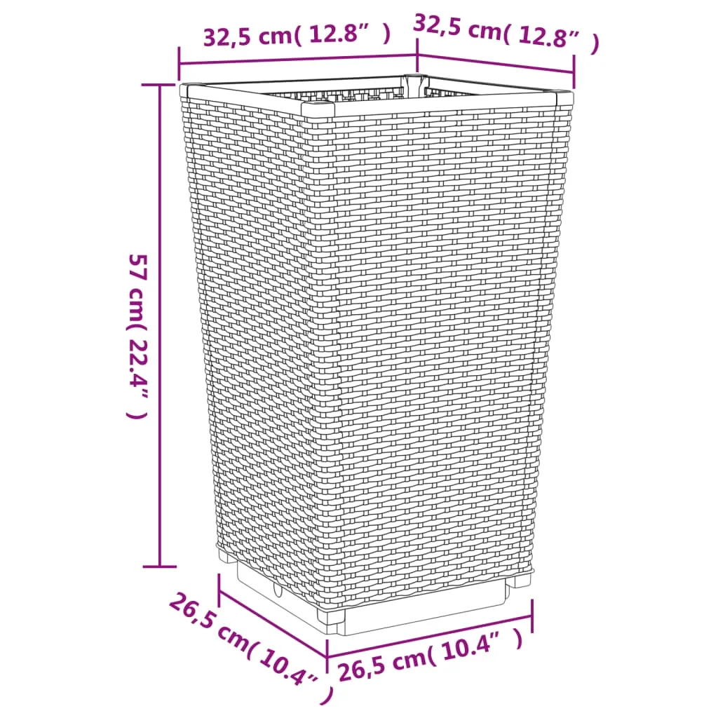 Garden Planters 2 pcs Light Grey 32.5x32.5x57 cm PP