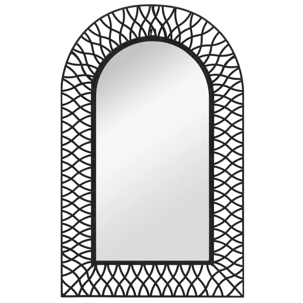 Garden Wall Mirror Arched 50x80 cm Black