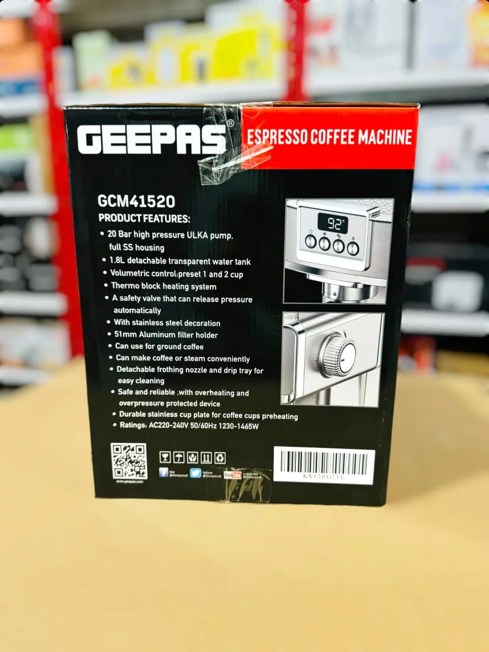 Geepas Espresso Coffee machine GCM41520