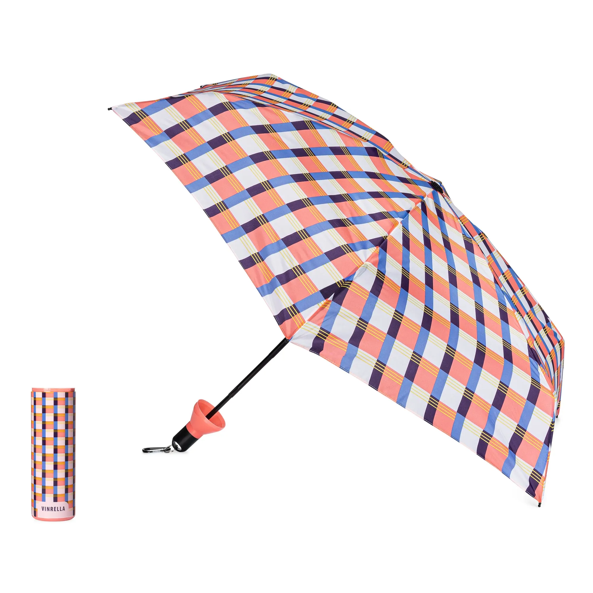 Gingham Pink Water Bottle Umbrella