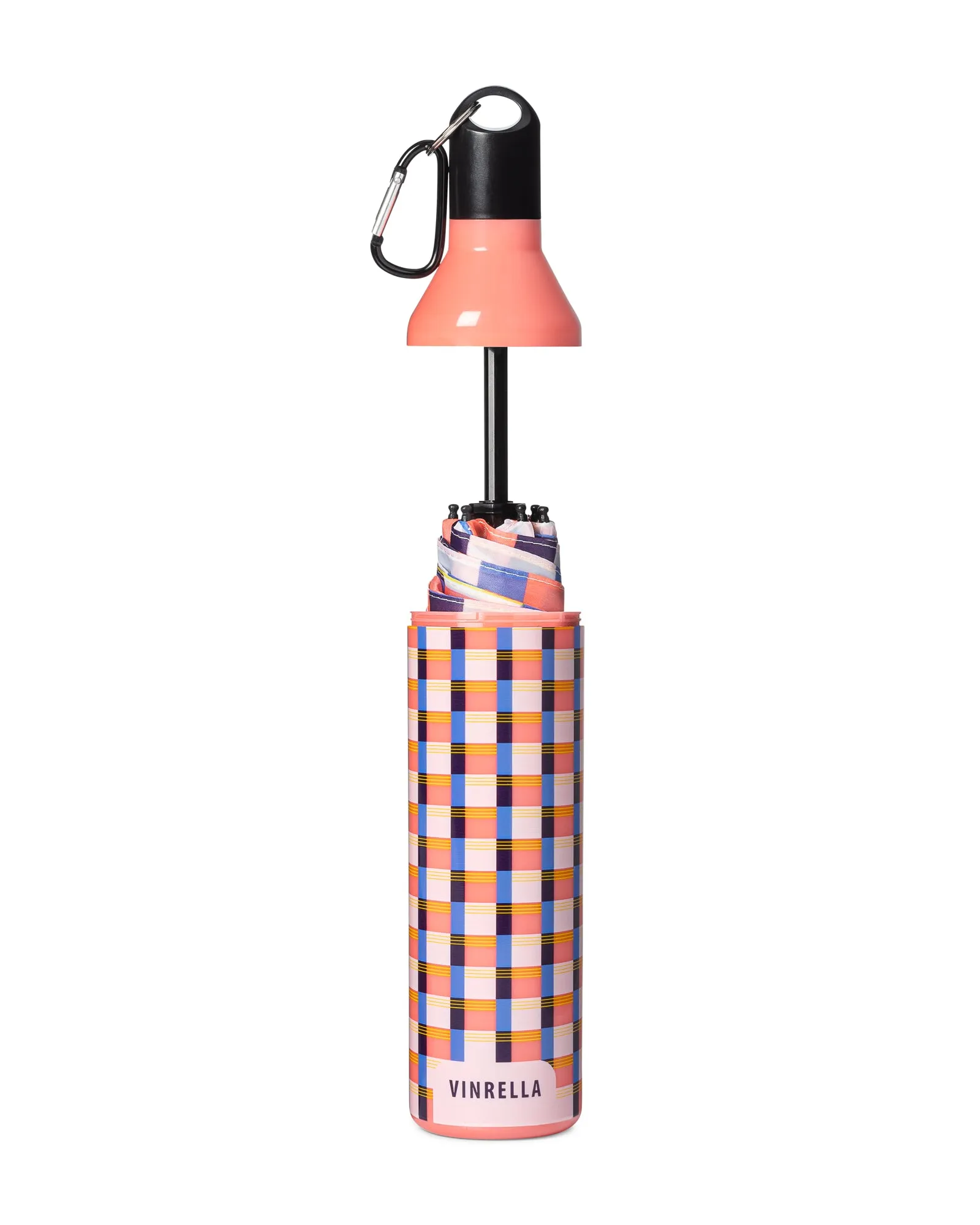 Gingham Pink Water Bottle Umbrella