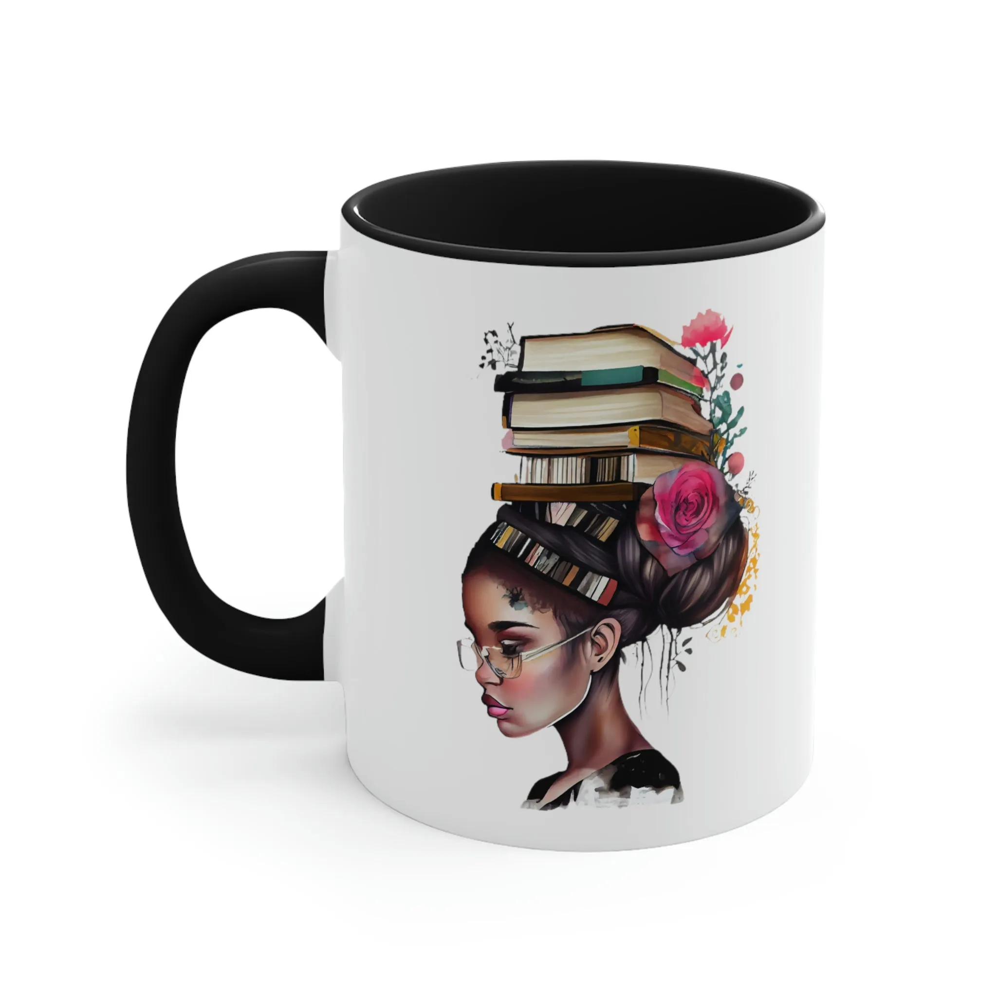 Girl with Books 1 - Accent Coffee Mug, 11oz