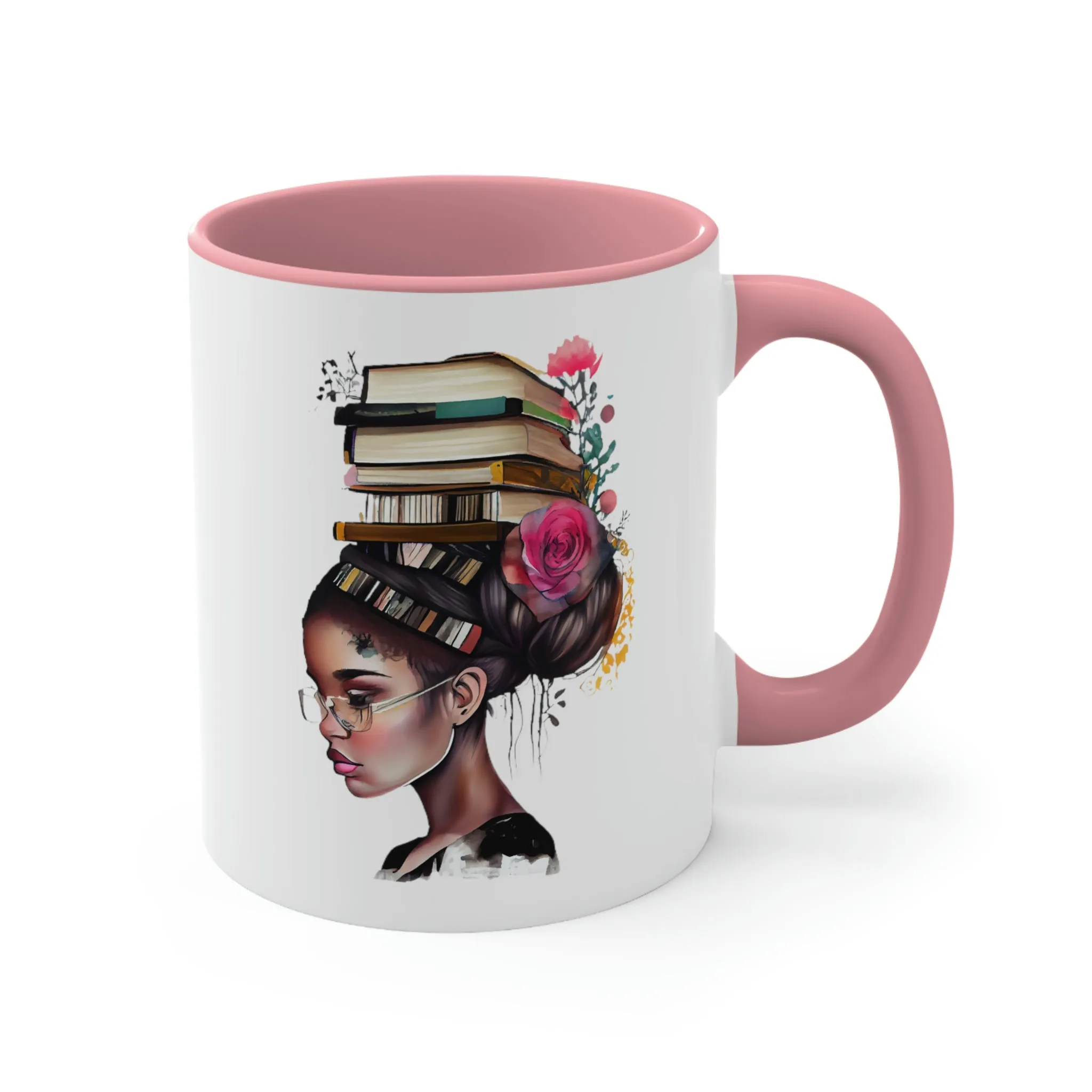 Girl with Books 1 - Accent Coffee Mug, 11oz