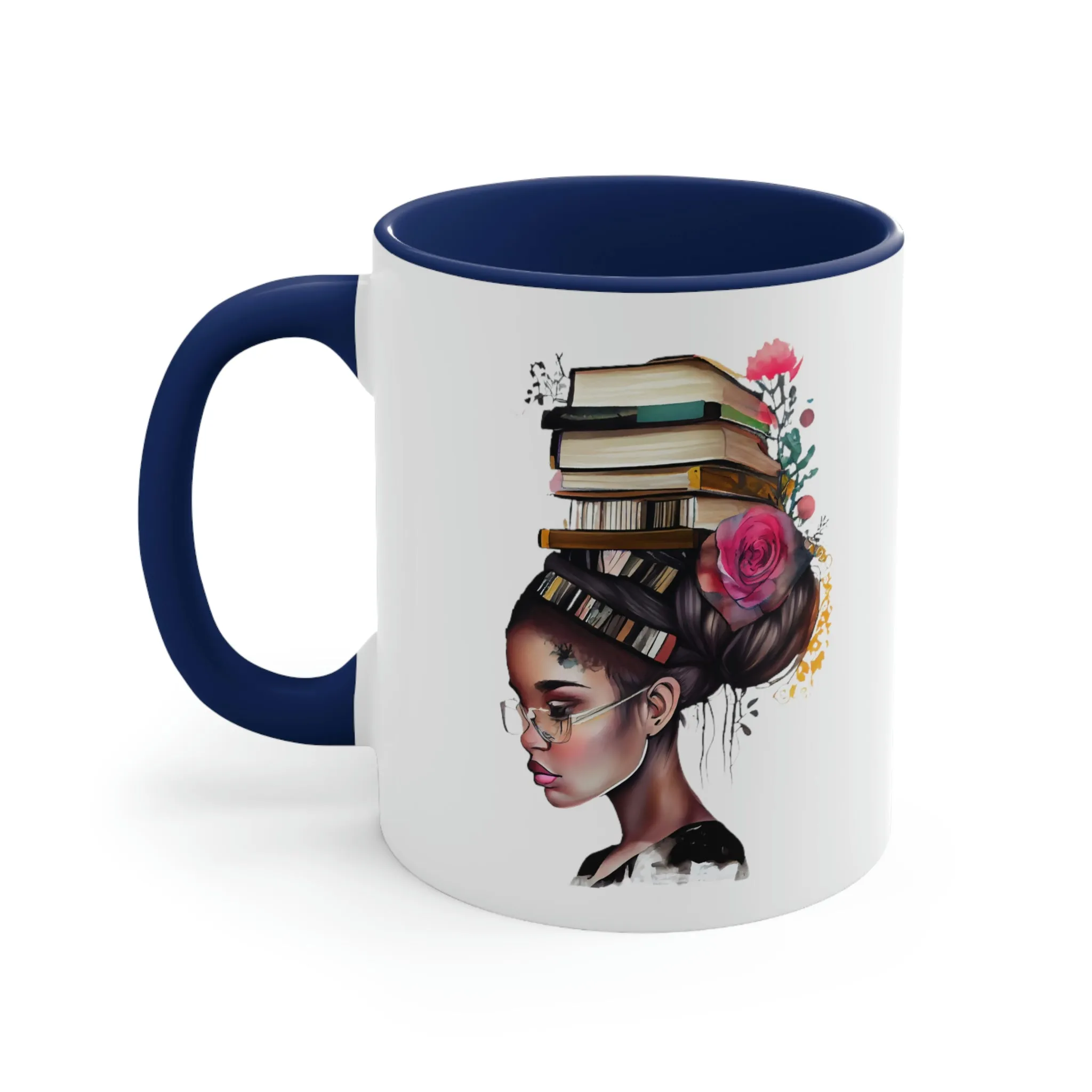 Girl with Books 1 - Accent Coffee Mug, 11oz