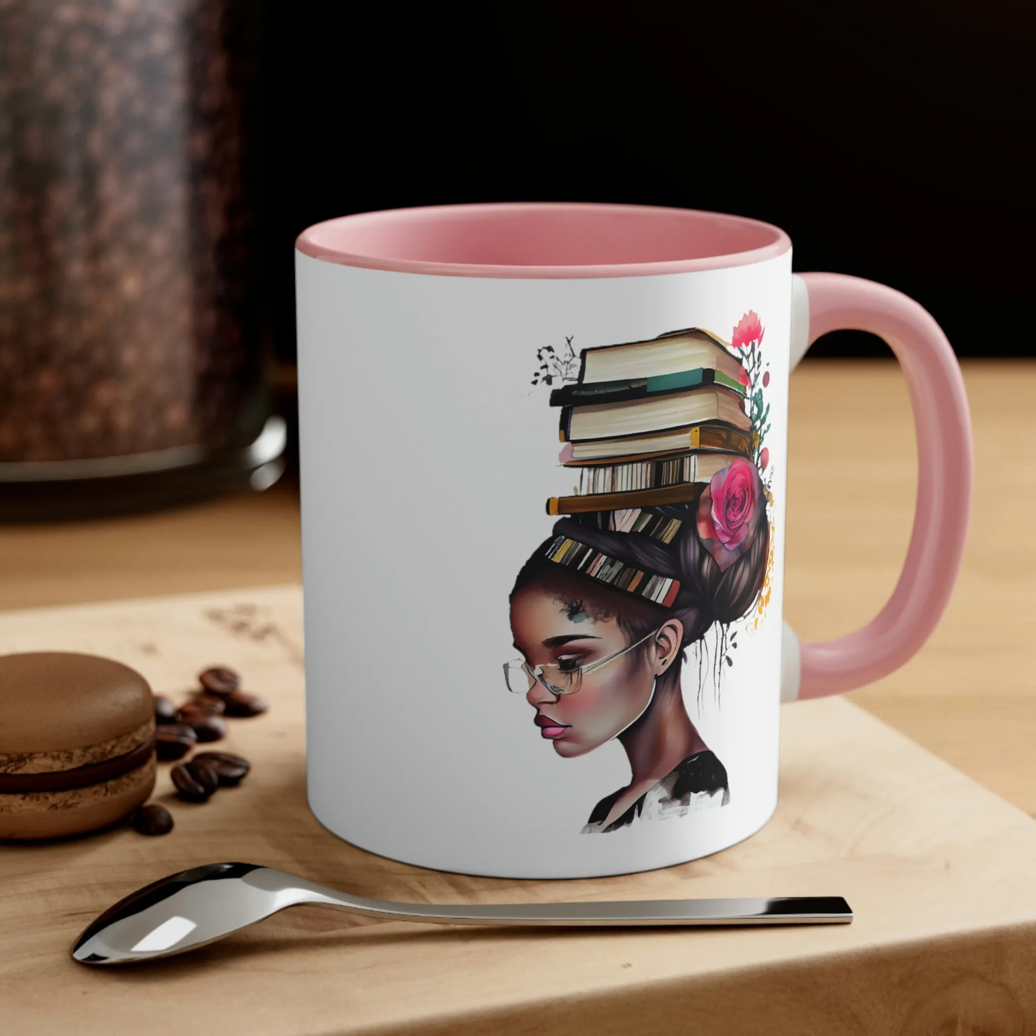 Girl with Books 1 - Accent Coffee Mug, 11oz