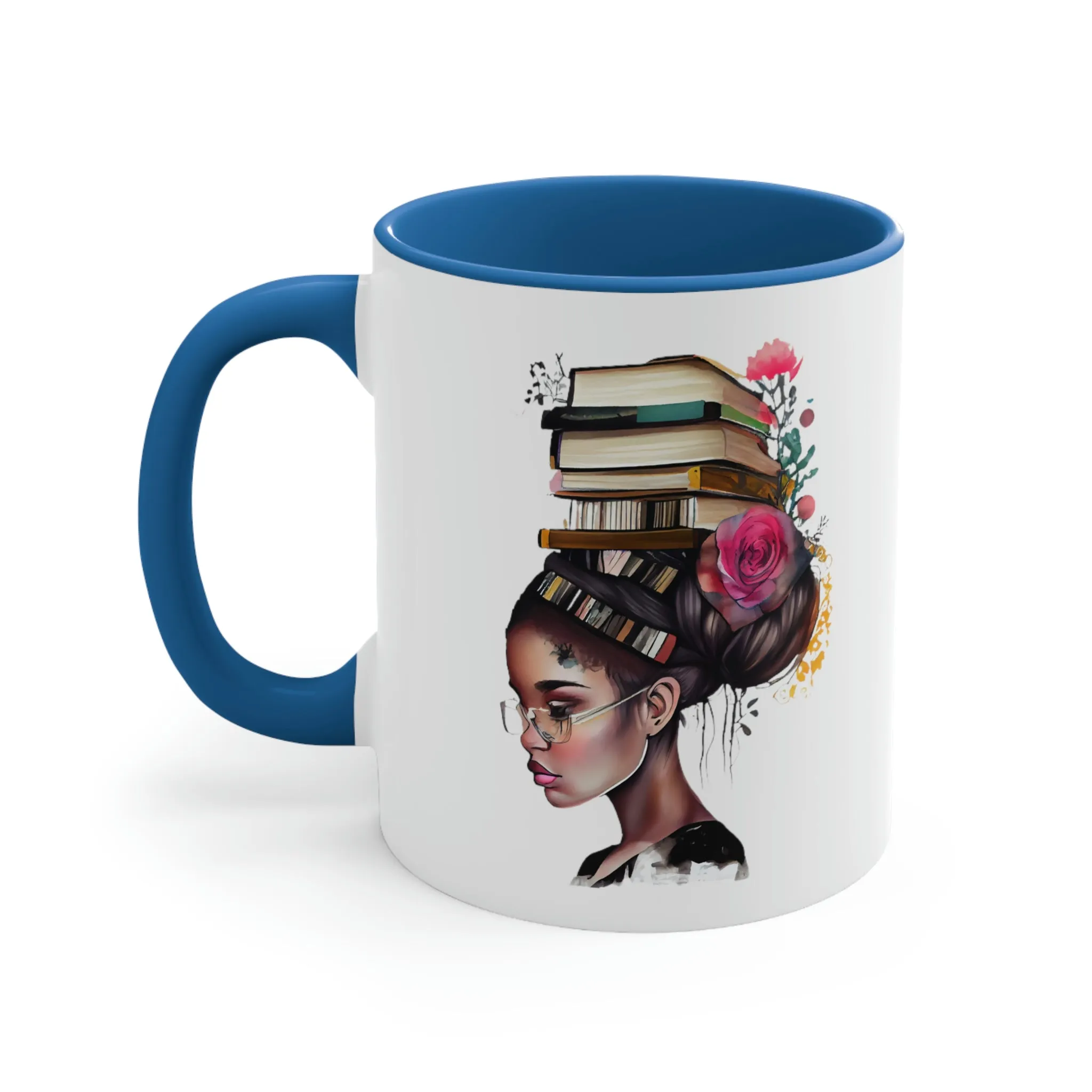 Girl with Books 1 - Accent Coffee Mug, 11oz