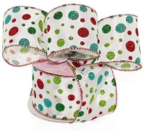 Glitter Polka Dots Wired Ribbon - 2 1/2" x 10