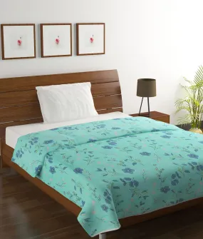 Green Flower Printed Single Comforter (150 X 210 Cm, Green)