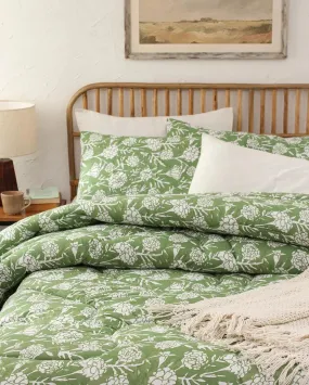 Green Genda Phool Cotton Comforter | Double Size | 90 x 108 inches