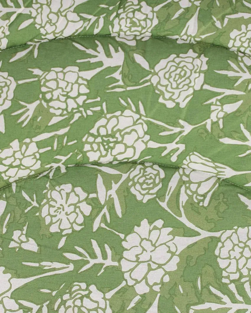 Green Genda Phool Cotton Comforter | Double Size | 90 x 108 inches