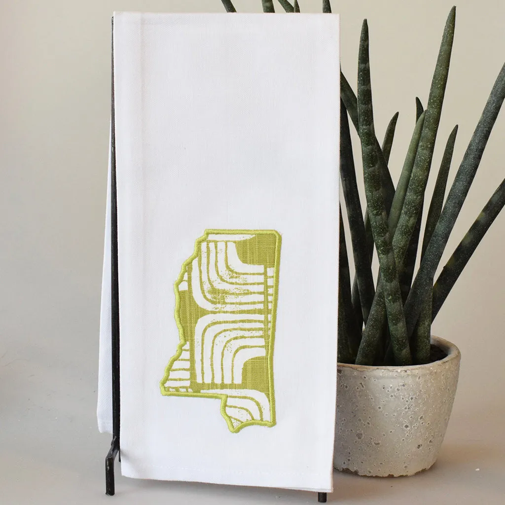 Green Geometric Mississippi Hand Towel