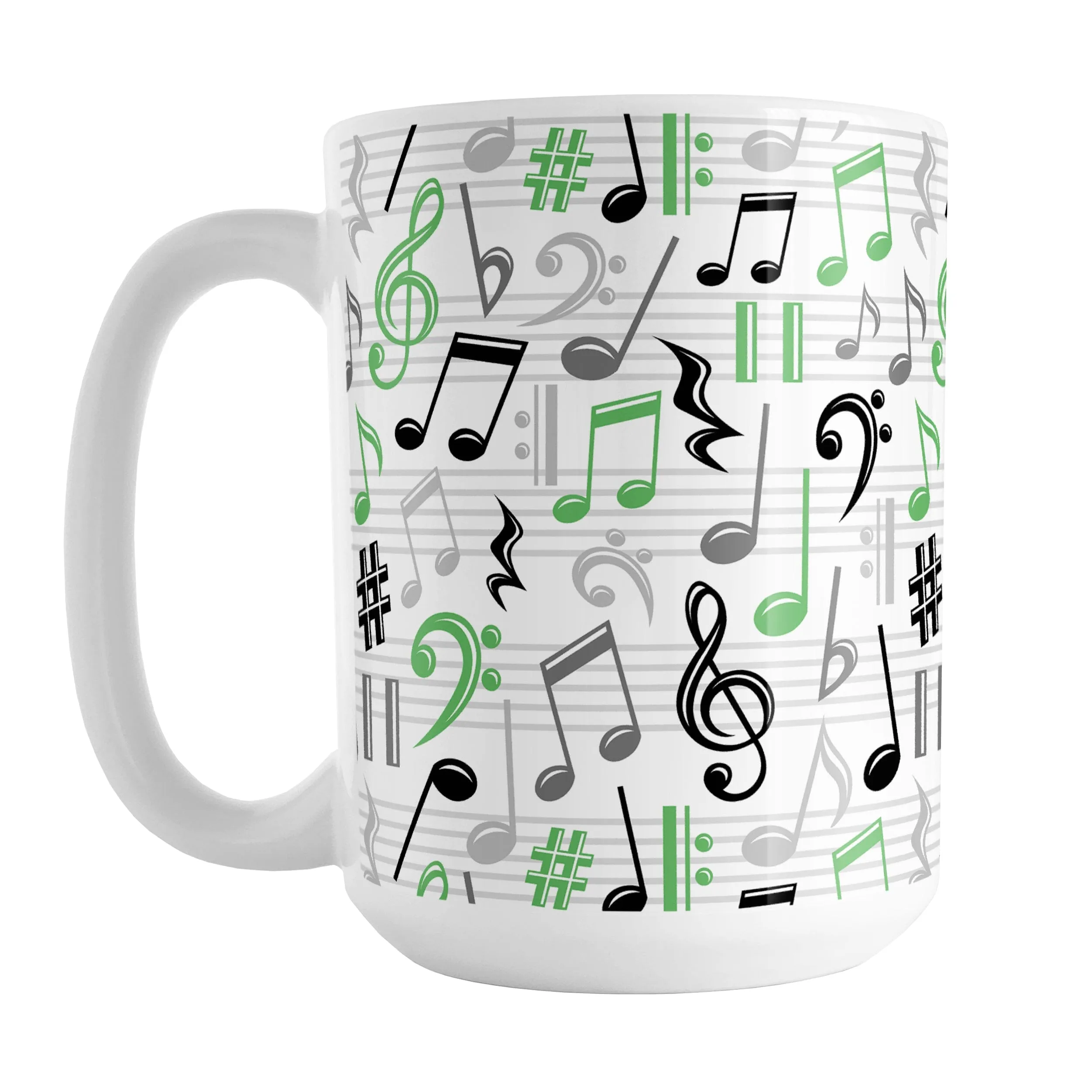 Green Music Notes Pattern Mug