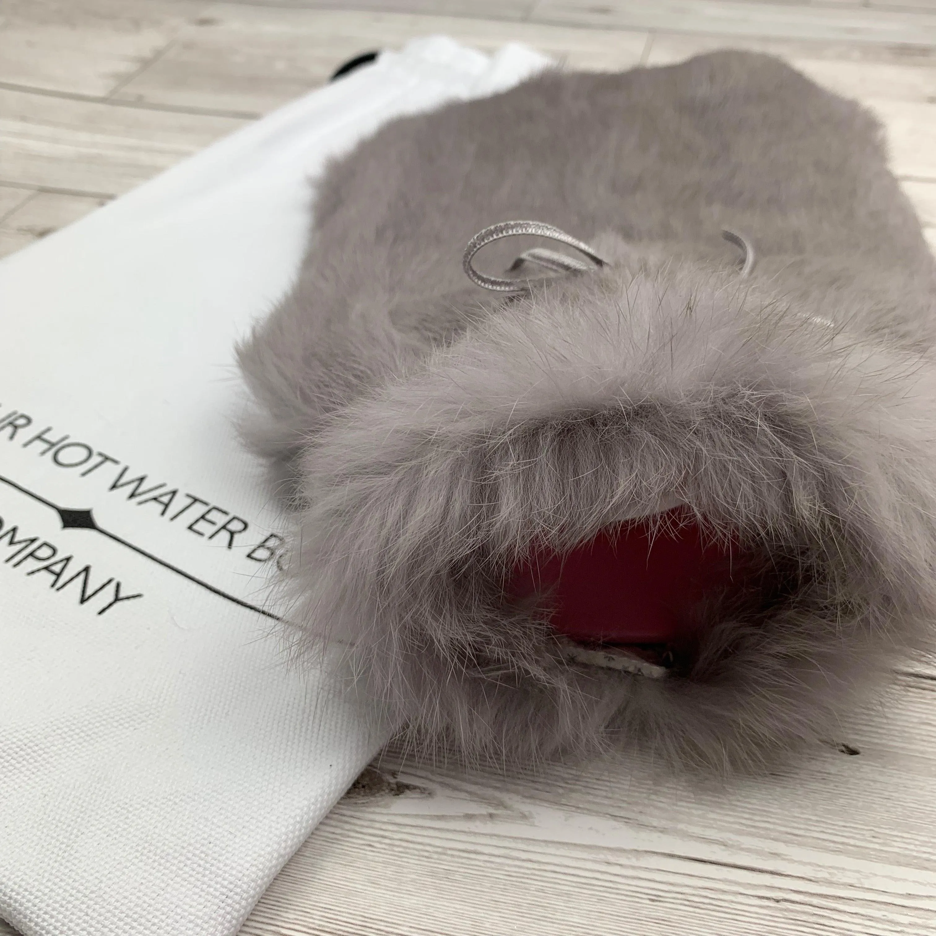 Grey Rabbit Fur Luxury Hot Water Bottle - Small - Luxury Gift