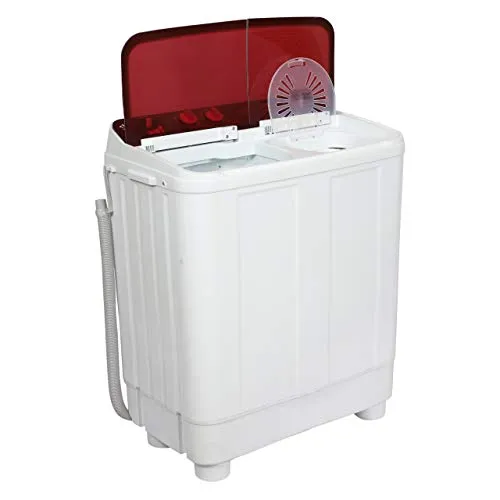 Haier 7.6 kg Semi-Automatic Top Loading Washing Machine (HTW76-1159BT, Red)