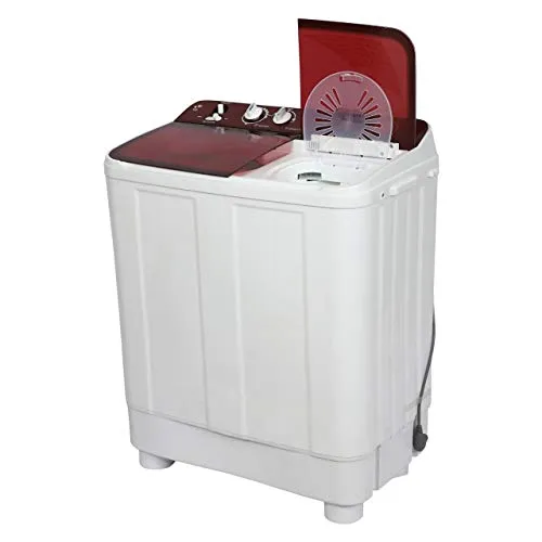 Haier 7.6 kg Semi-Automatic Top Loading Washing Machine (HTW76-1159BT, Red)