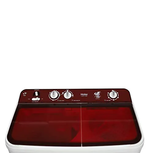 Haier 7.6 kg Semi-Automatic Top Loading Washing Machine (HTW76-1159BT, Red)