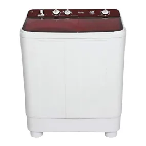 Haier 7.6 kg Semi-Automatic Top Loading Washing Machine (HTW76-1159BT, Red)