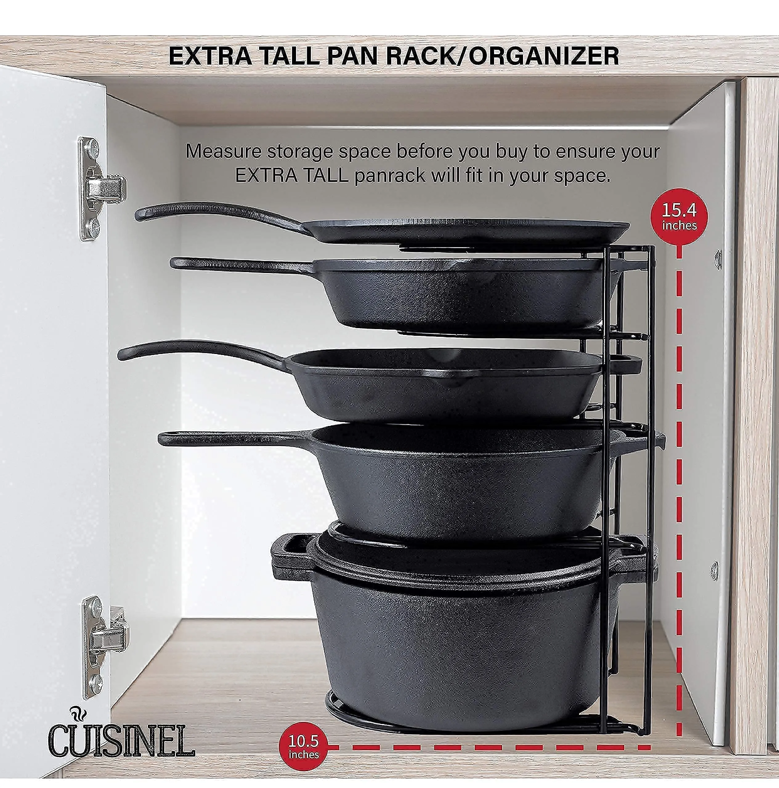 Heavy Duty Pan Organizer 12"   15" Tall 5 Tier Rack Holds up to 50 LB Holds