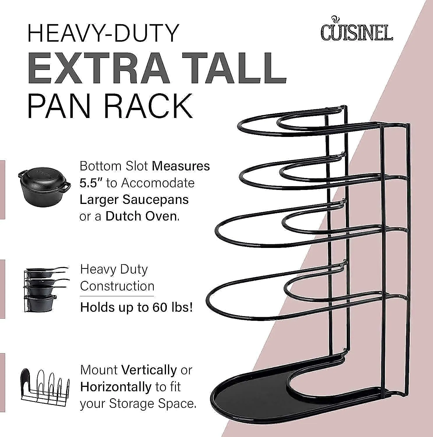 Heavy Duty Pan Organizer 12"   15" Tall 5 Tier Rack Holds up to 50 LB Holds