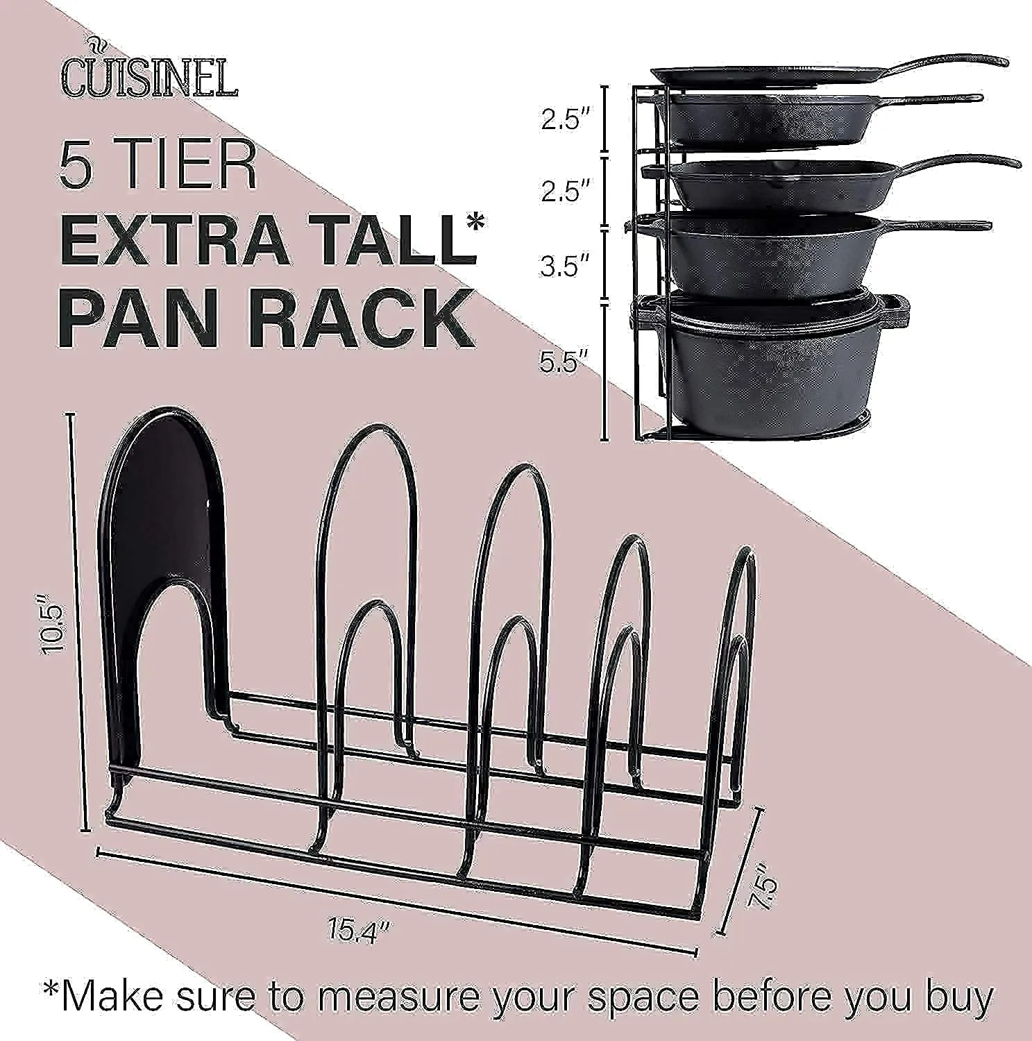 Heavy Duty Pan Organizer 12"   15" Tall 5 Tier Rack Holds up to 50 LB Holds