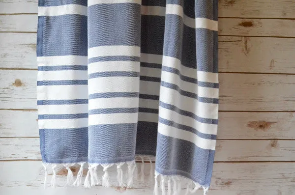 Herringbone Towels - Navy