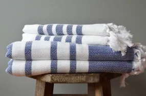 Herringbone Towels - Navy