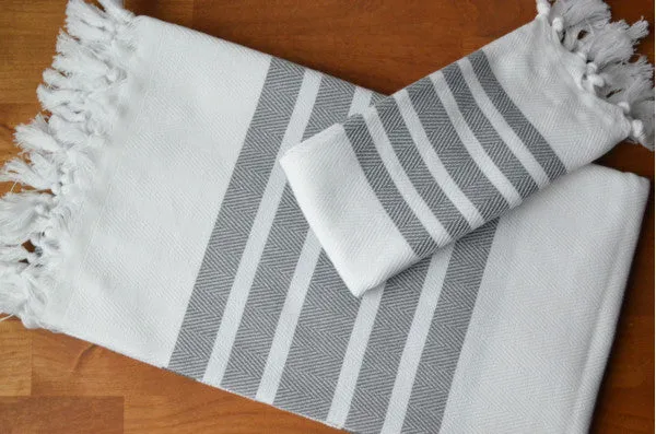 Herringbone Towels - Slate