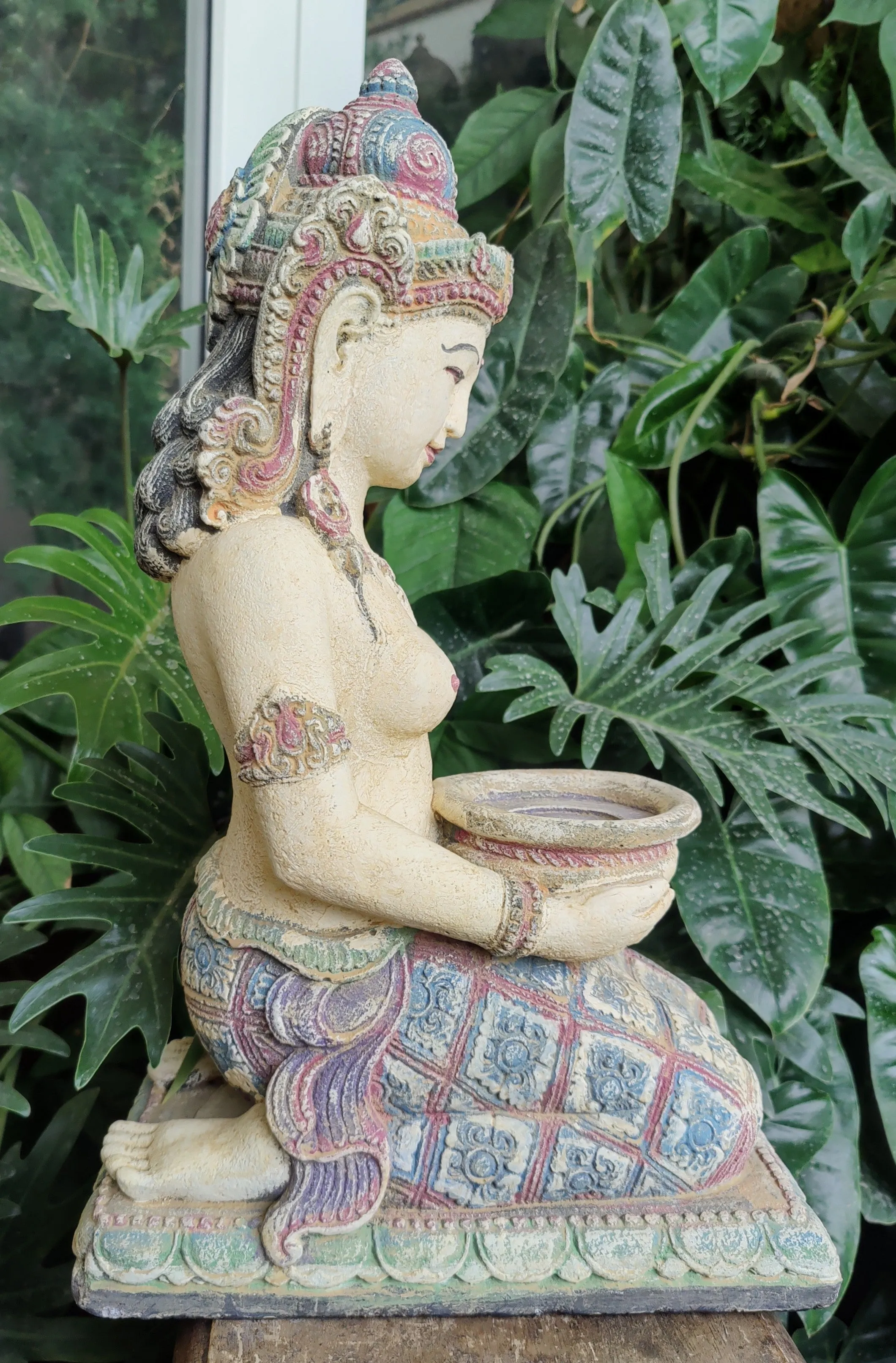 Home Decor. Table - Garden Ornament. Stone Statue of Dewi Sri, Goddess of Bali.