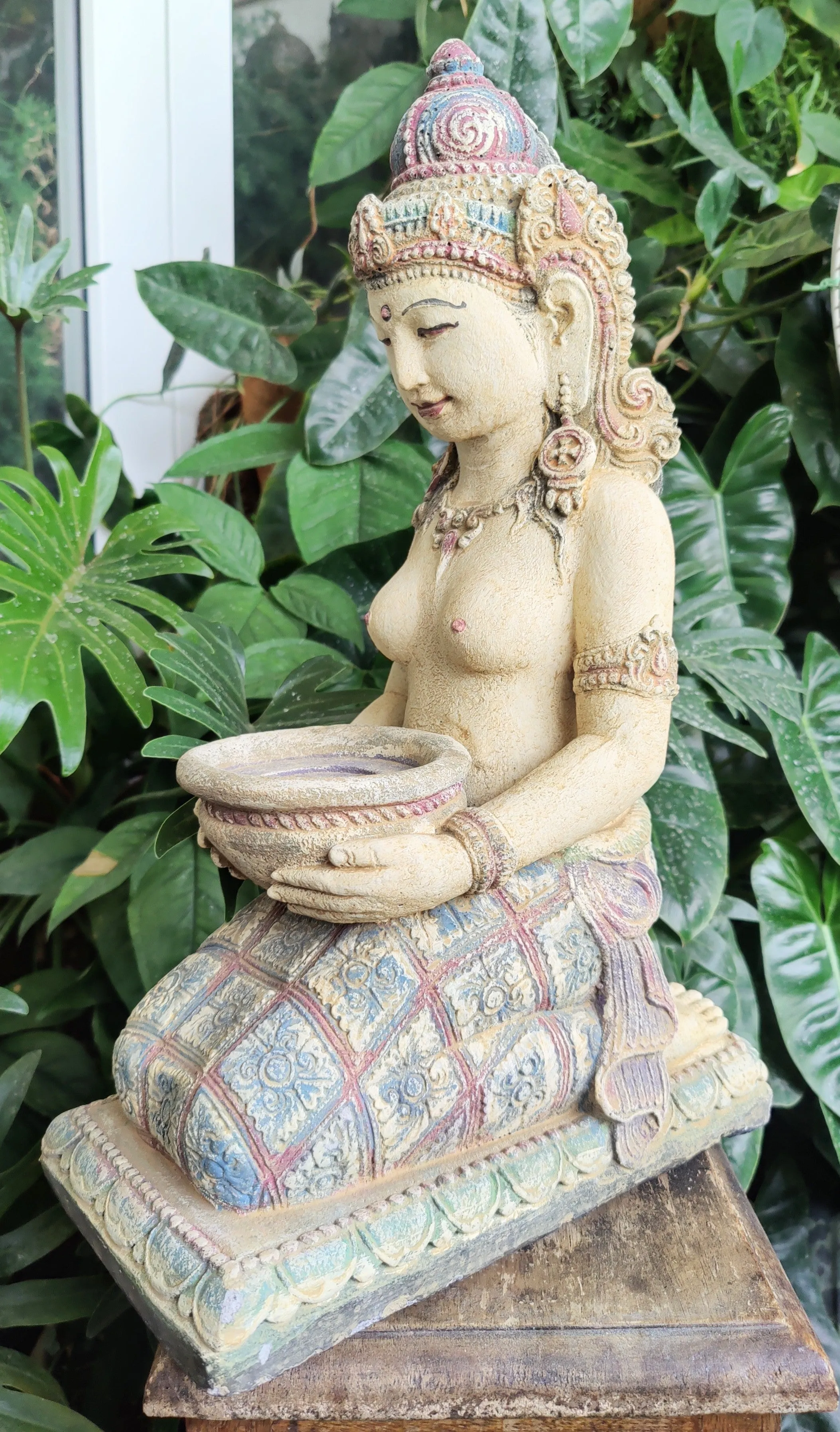 Home Decor. Table - Garden Ornament. Stone Statue of Dewi Sri, Goddess of Bali.