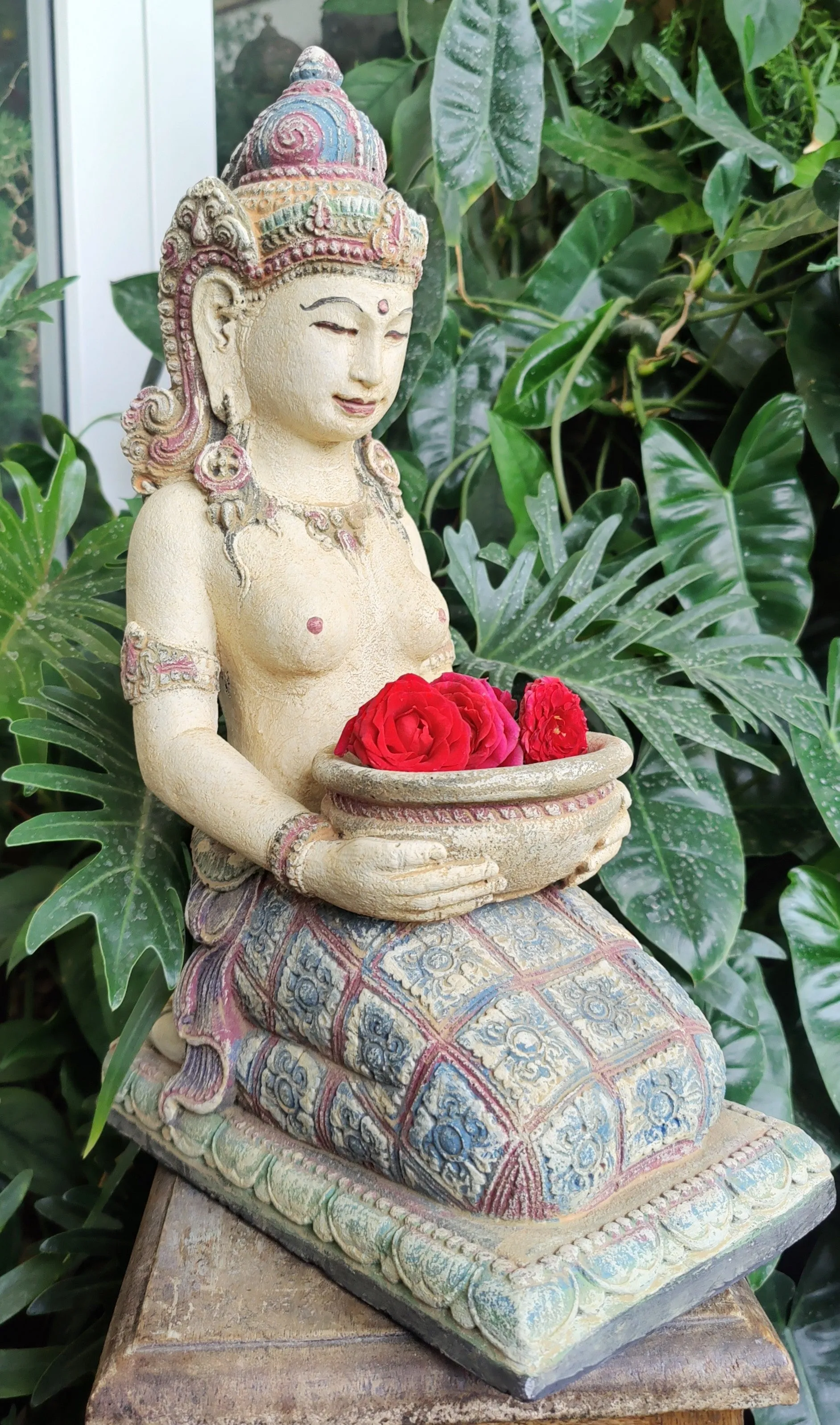 Home Decor. Table - Garden Ornament. Stone Statue of Dewi Sri, Goddess of Bali.