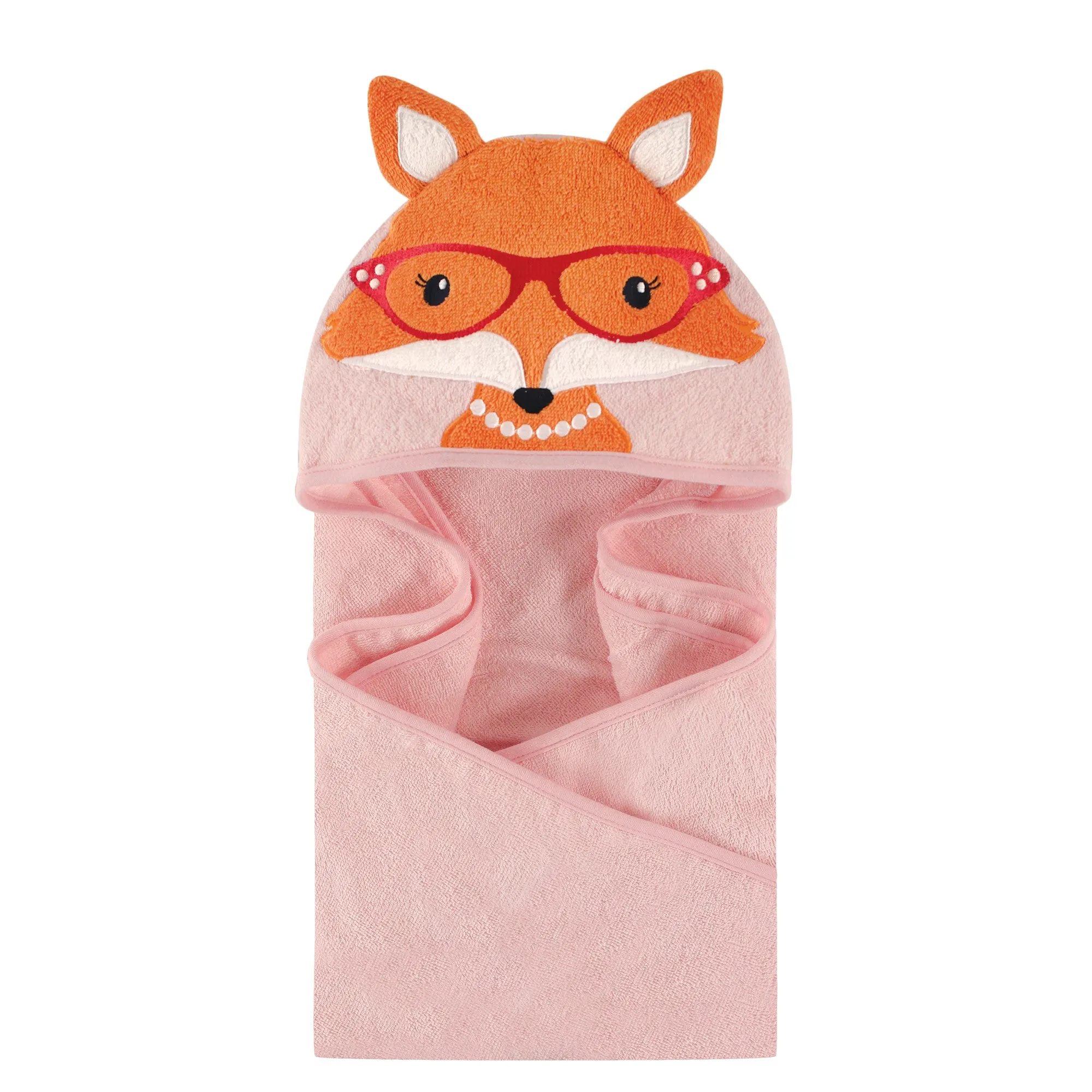 Hudson Baby Cotton Animal Face Hooded Towel, Foxy