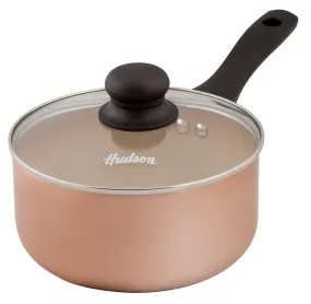 HUDSON Saucepan Kitchen Pot 7-inch Triple Layer Ceramic Nonstick, Dishwasher Safe, Copper