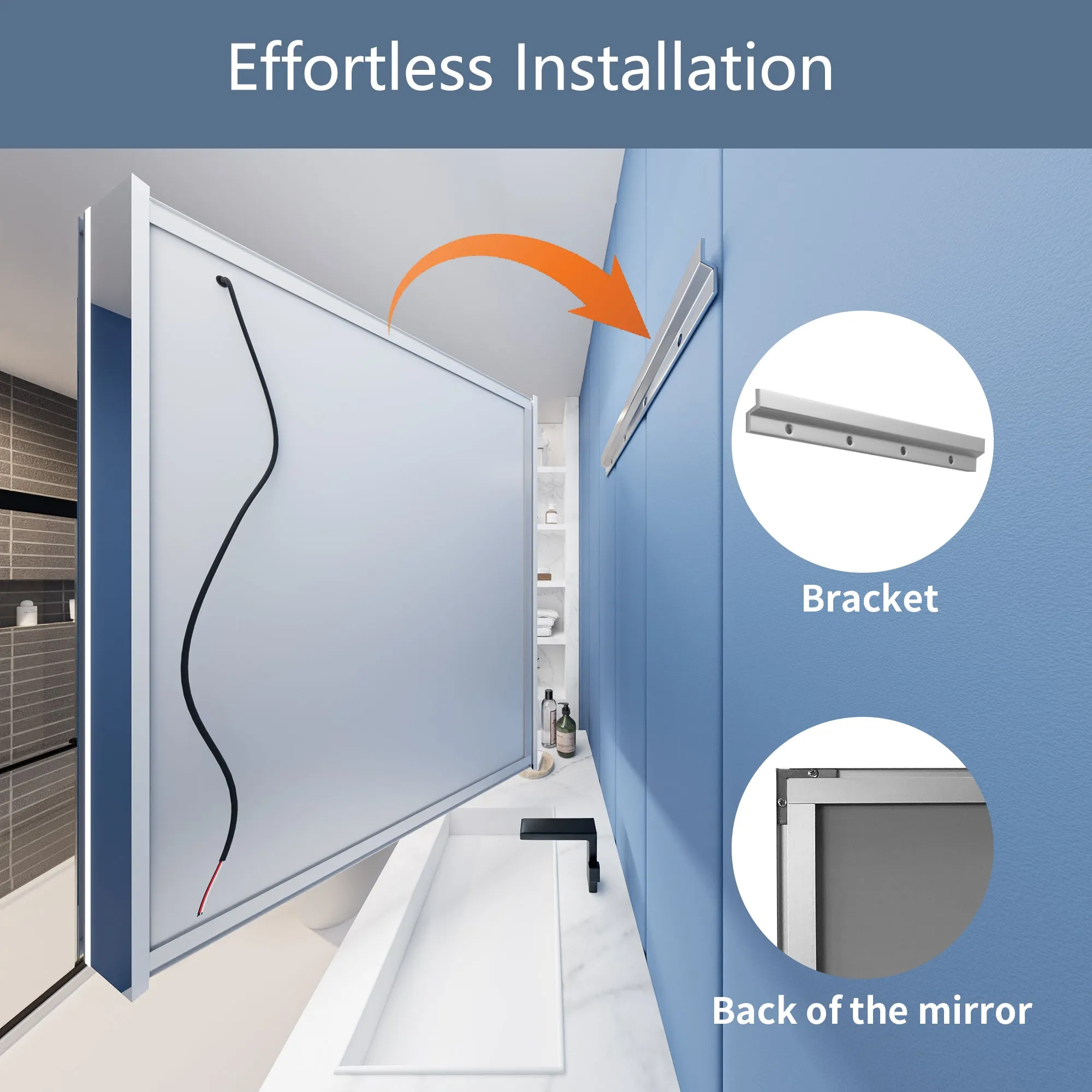 Illusion 36" x 32" LED Lighted Medicine Cabinet with Magnifiers Front and Back Light