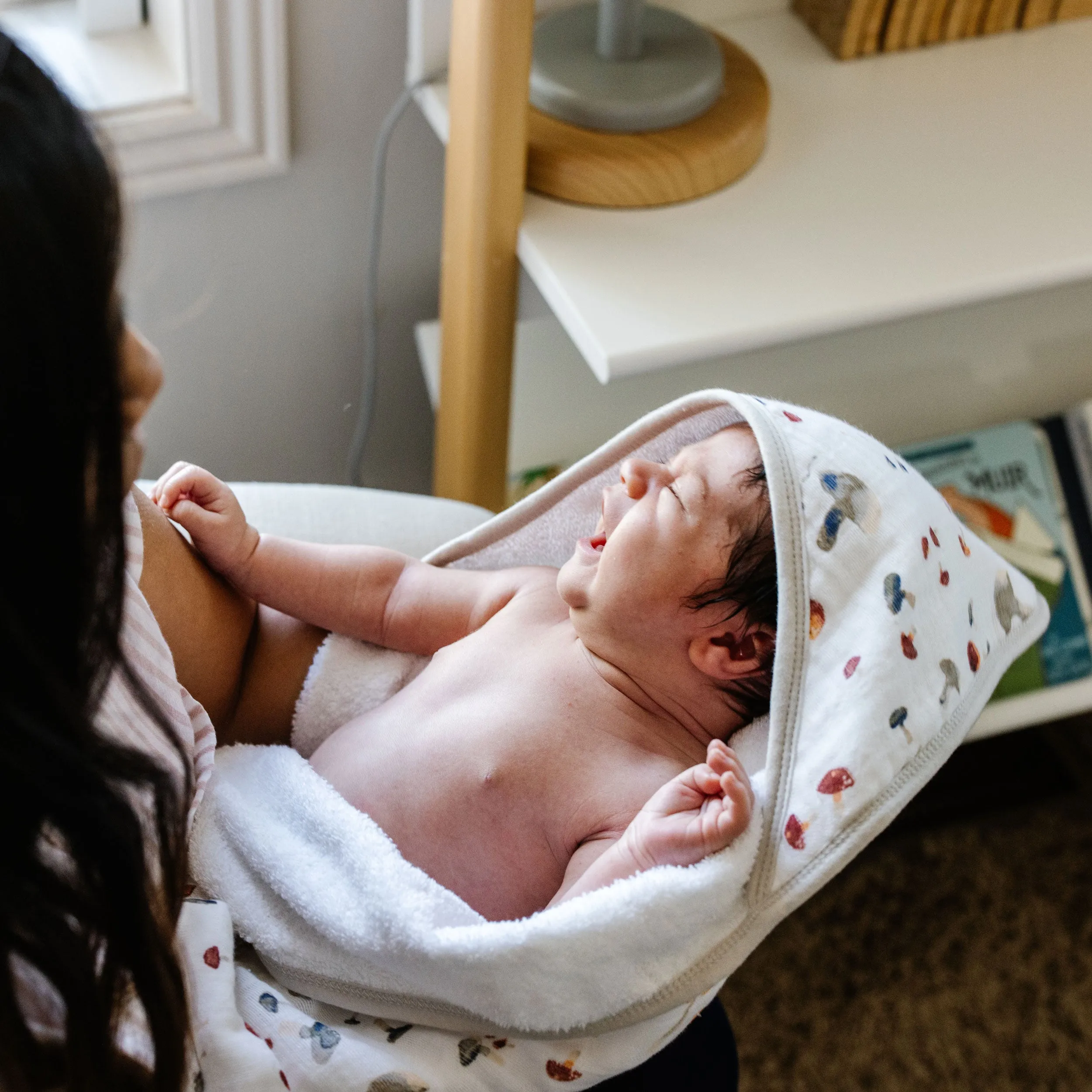 Infant Hooded Towel - Mushrooms