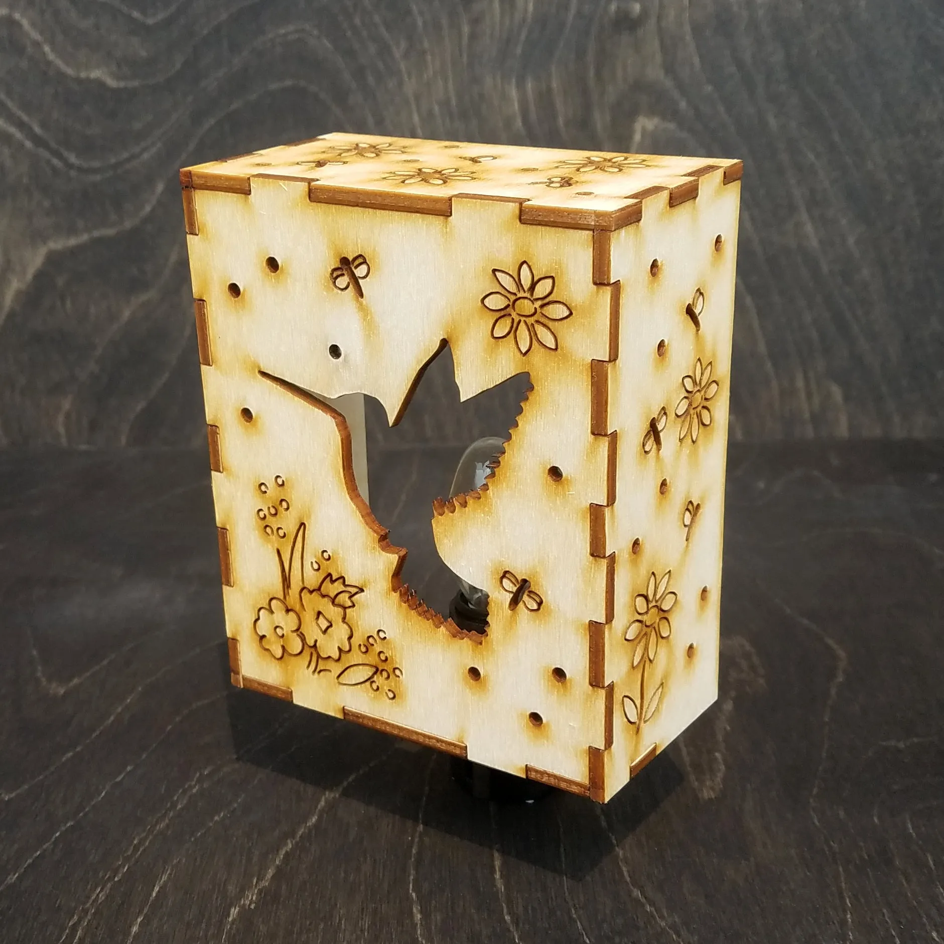 Intricate Wooden Night Light_Hummingbird