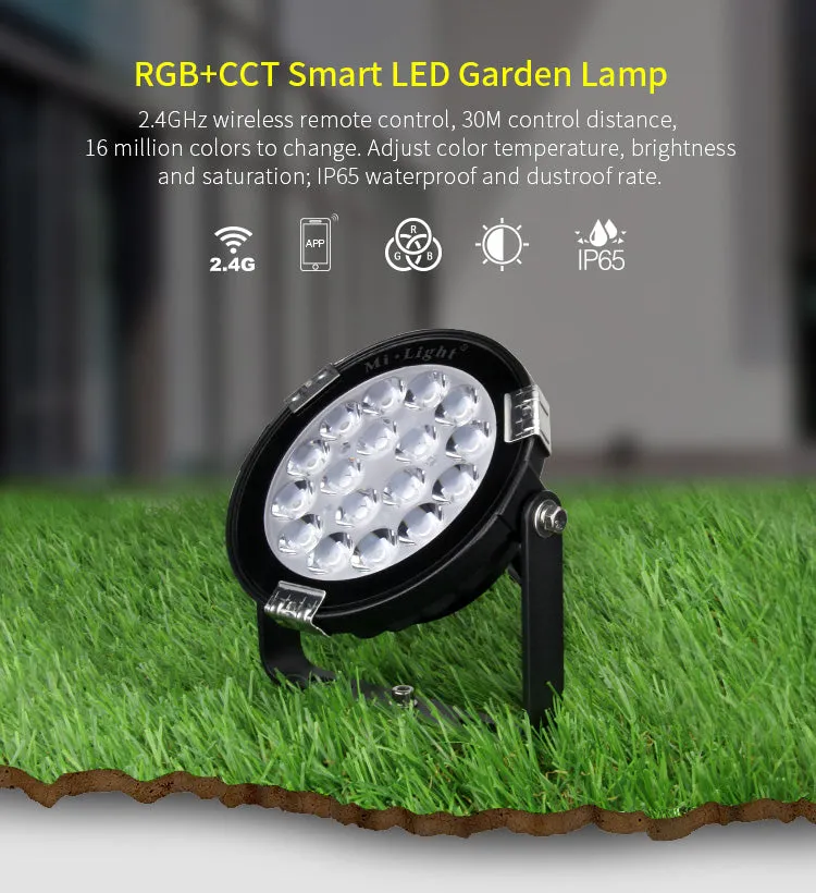 IP65 2.4G RF Wireless Control 9W Smart RGB CCT LED Garden Flood Light