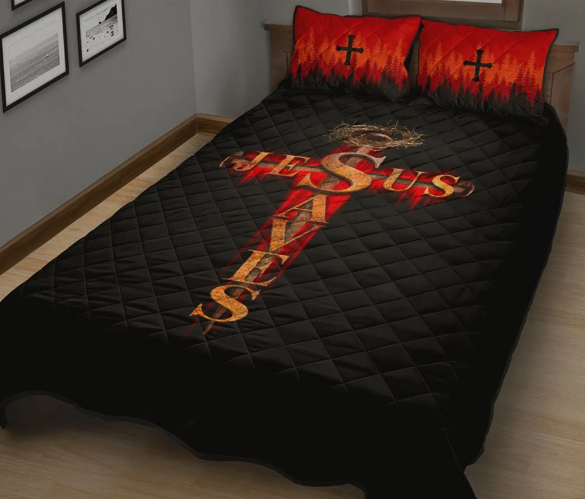 Jesus Saves Jesus Quilt Bedding Set - Christian Bedding Sets