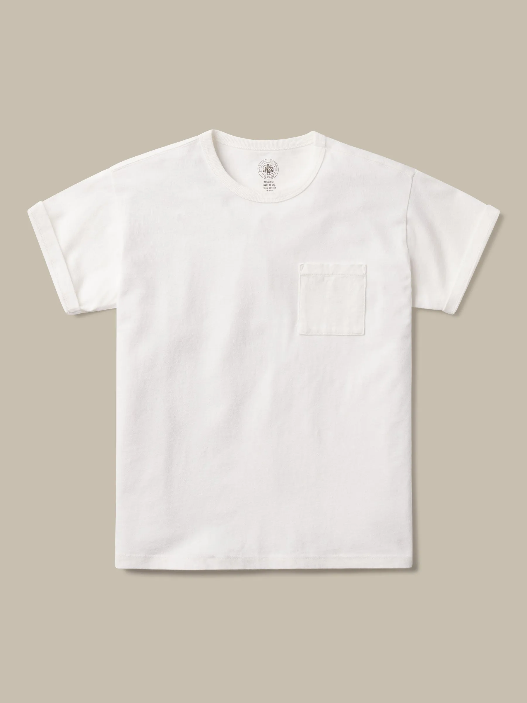 J.PRESS x BUCK MASON TOUGH KNIT POCKET T - WHITE