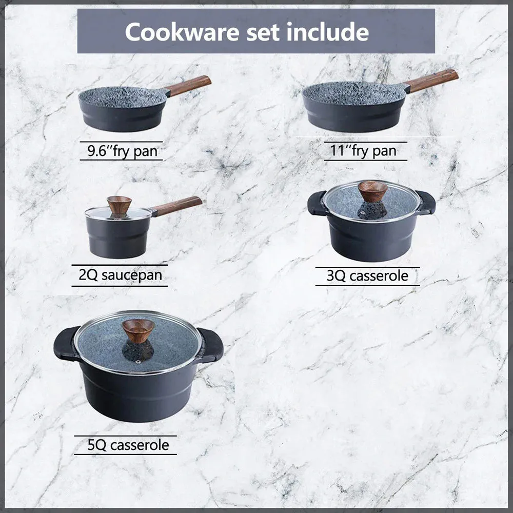 Kitchen Academy 12 PC Cast Aluminum Granite-coating Nonstick Induction Cookware Set