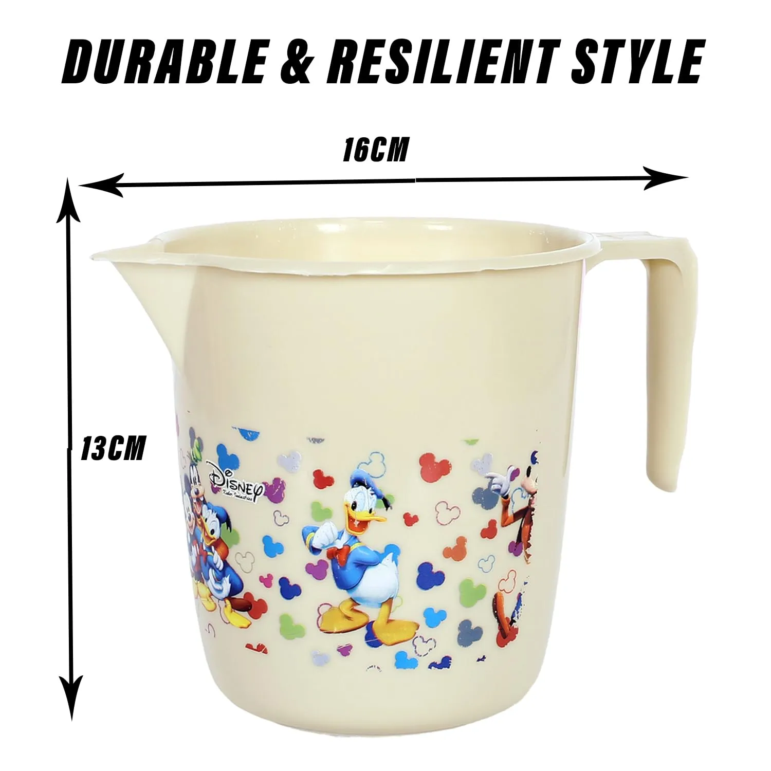 Kuber Industries Disney Team Bathroom Mug | Plastic Bath Mug for Bathroom | Mug for Bathroom | Mug for Toilet | Washroom Jug | 111 Bath Mug | 1 LTR | Pack of 3 | Beige