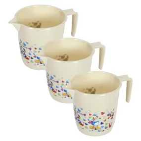 Kuber Industries Disney Team Bathroom Mug | Plastic Bath Mug for Bathroom | Mug for Bathroom | Mug for Toilet | Washroom Jug | 111 Bath Mug | 1 LTR | Pack of 3 | Beige