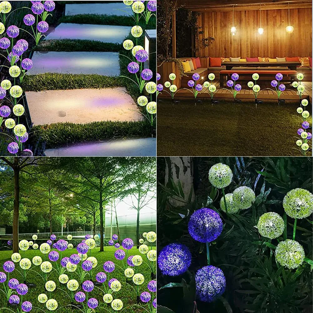 Landscape Lamp Led Solar Lights Waterproof Simulation Dandelion Decoration Lamp For Outdoor Garden Lawn Balcony Patio Yard Light