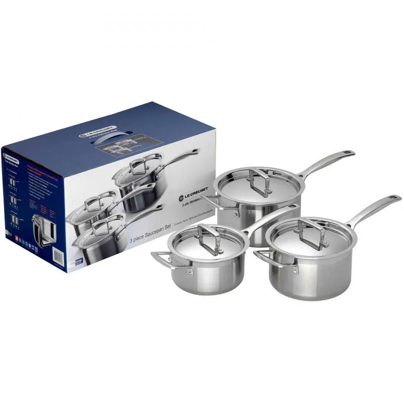 Le Creuset 3-ply Stainless Steel 3-piece Saucepan Set 16/18/20cm