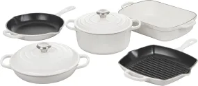 Le Creuset 7-Piece Signature Enameled Cast Iron Cookware Set - White