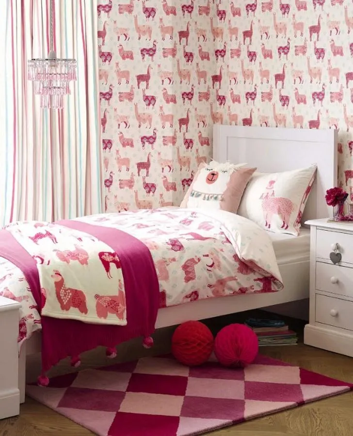 Llamas Pink Print Bedset