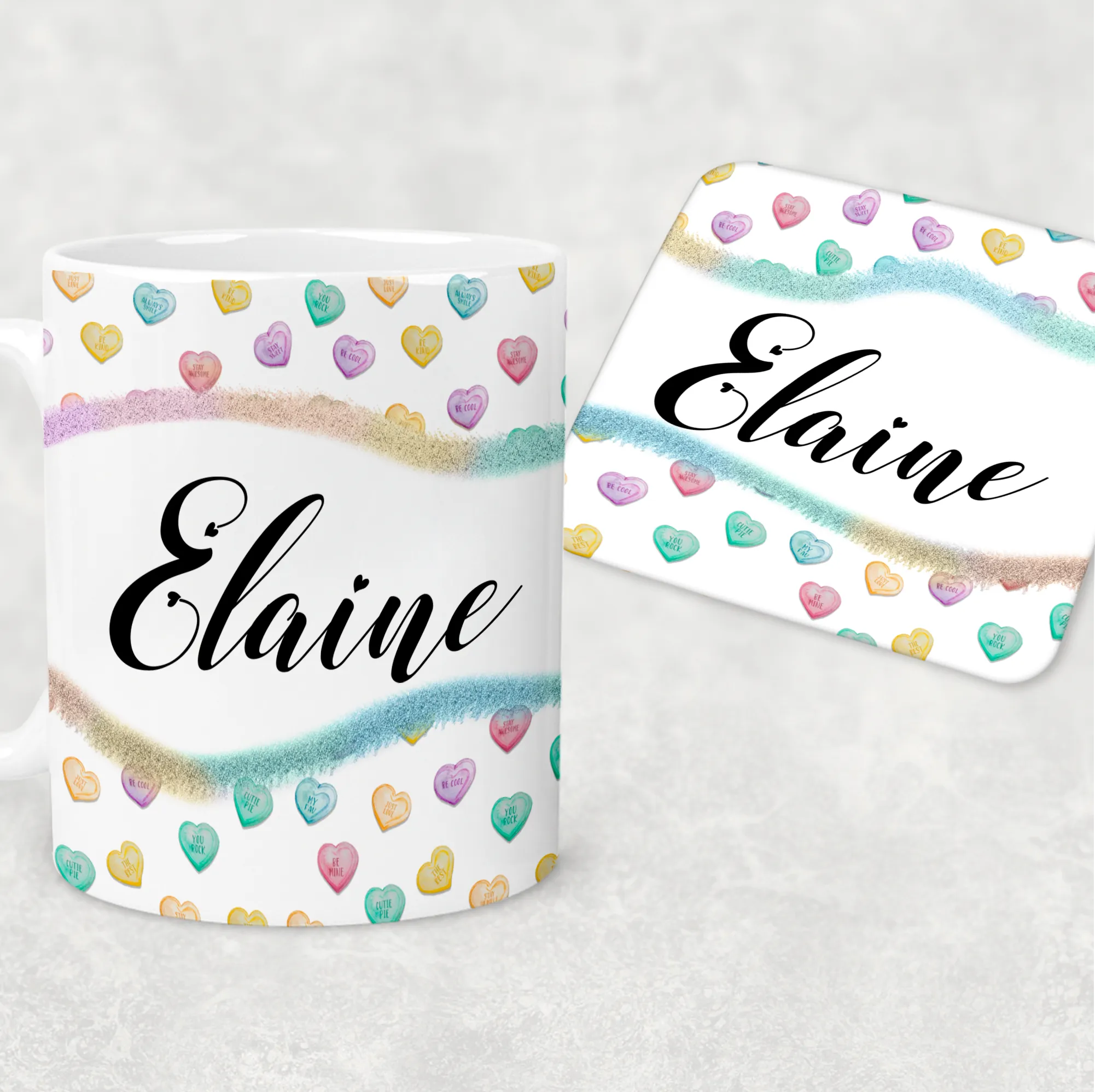 Loveheart Personalised Mug & Coaster